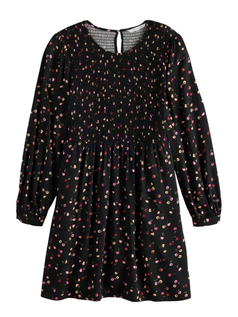 Popsugar Dress. M. Black. Polka dots. Midi. Floral.